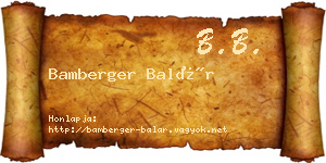 Bamberger Balár névjegykártya